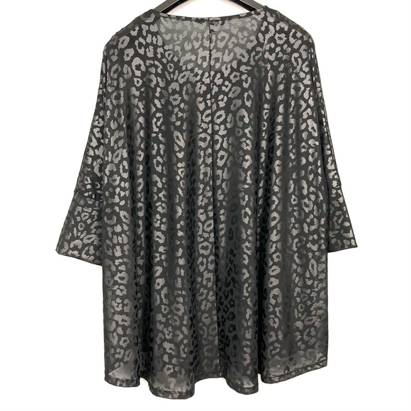 Kozan Juliet Leopard Mesh Top Women’s Size 2X Lightweight Relaxed Fit A-Line - Picture 5 of 8